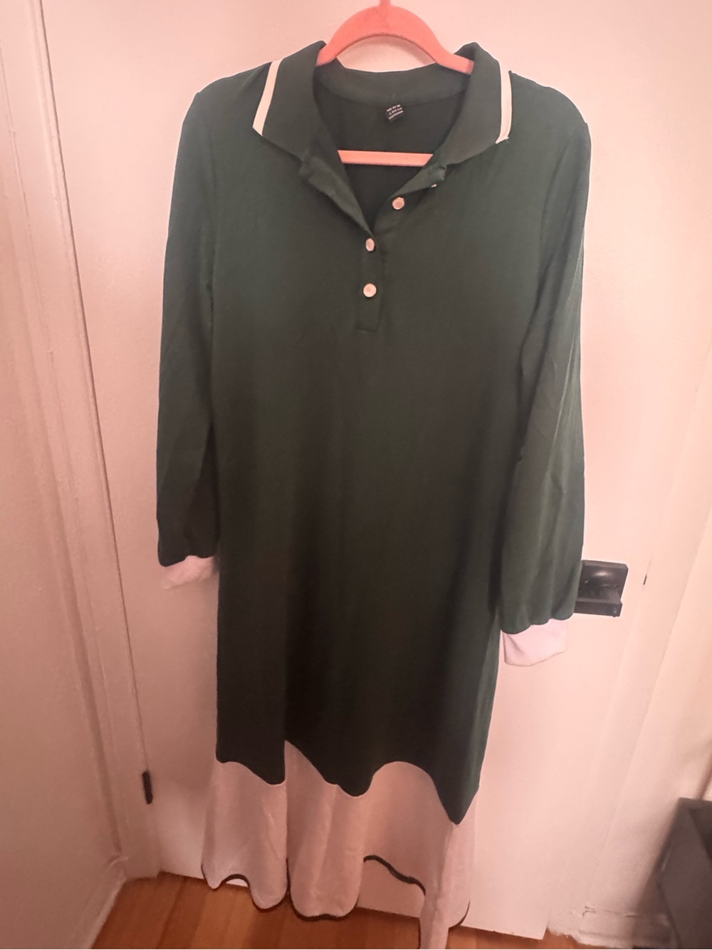 Dark Green and White Long Sleeve Polo Dress brand new